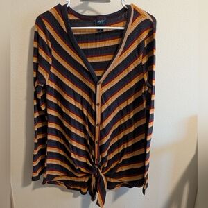 Day Trip Multicolor Autumn Stripped Women's Long Sleeve T-Shirt Size Medium